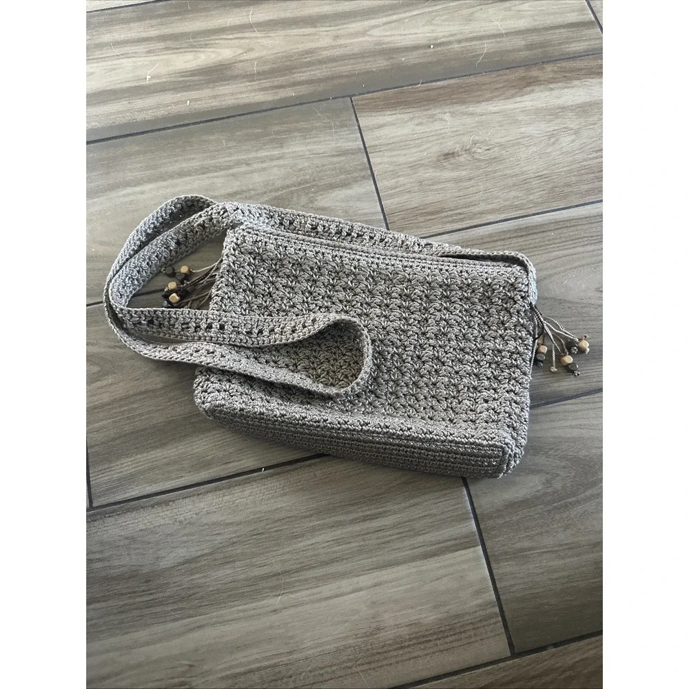 THE SAK Crochet Natural Taupe Shoulder Bag Small